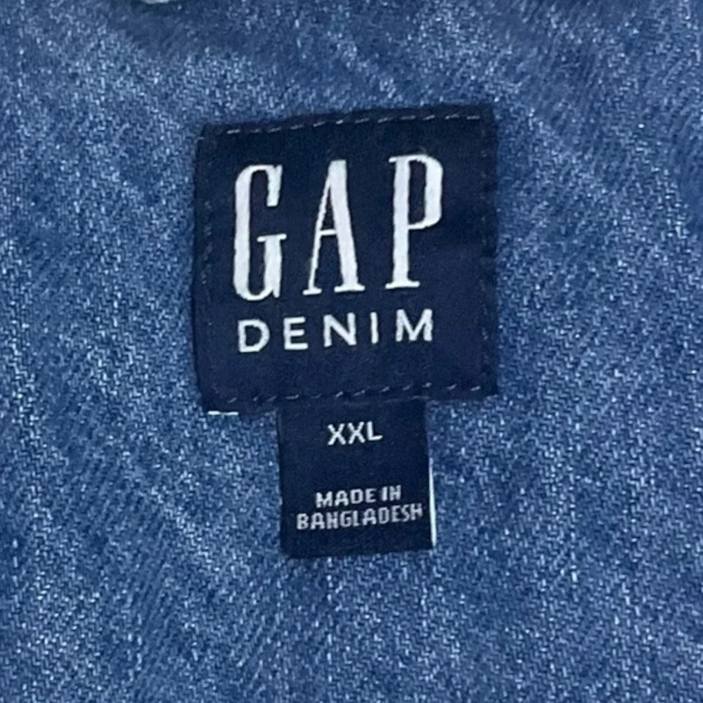 GAP Denim Mens XXL Light Wash Sherpa Lined Trucker Jacket Blue Jean Coat XXL - Picture 7 of 8